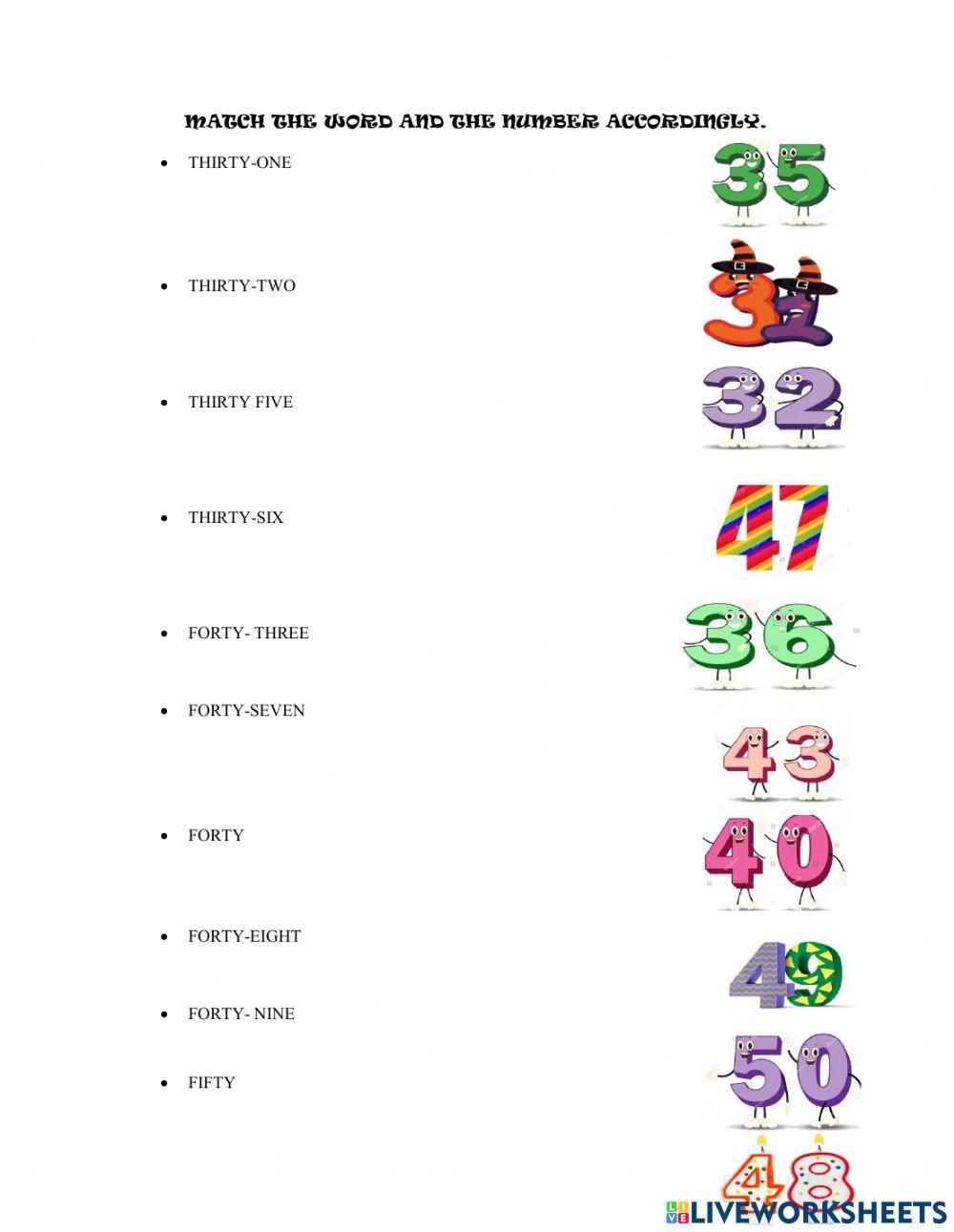 Numbers online exercise for elemental live worksheets