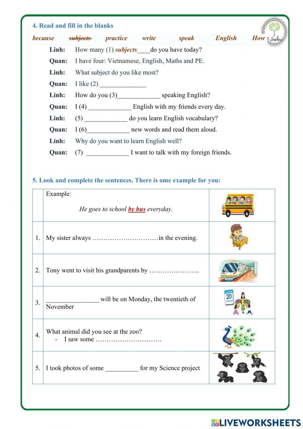 The final exam grade 5 - test 2