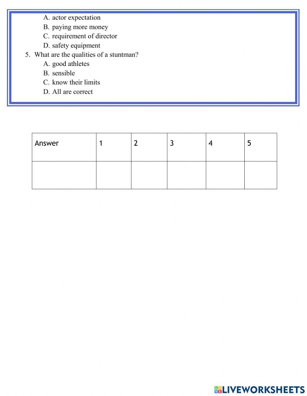 Further practice (Reading)