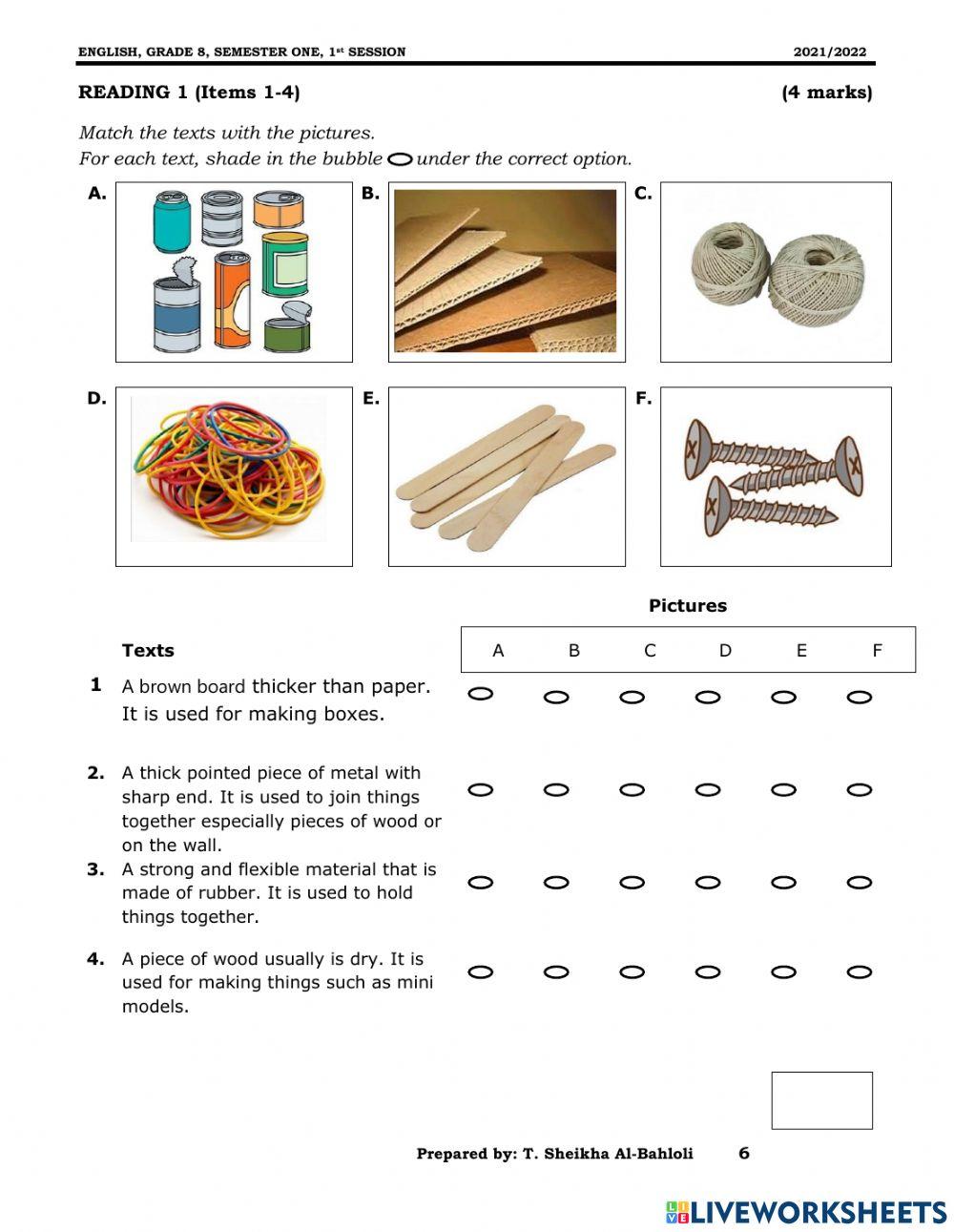 Grade 8 final Exam 2021