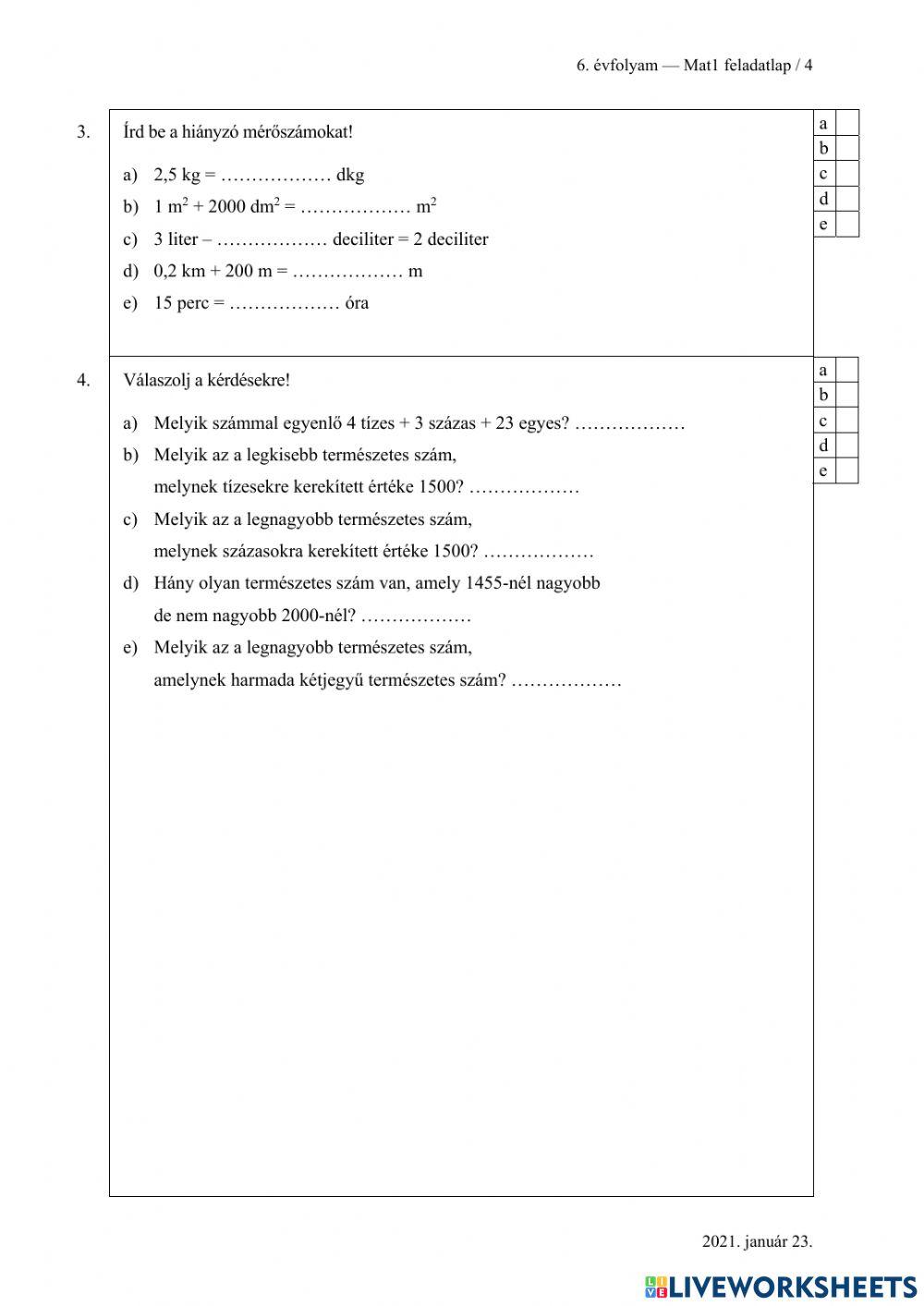 Matematika előkészítő 2021-1