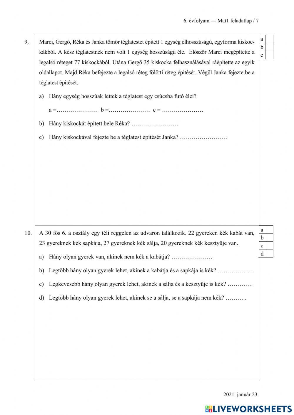 Matematika előkészítő 2021-1