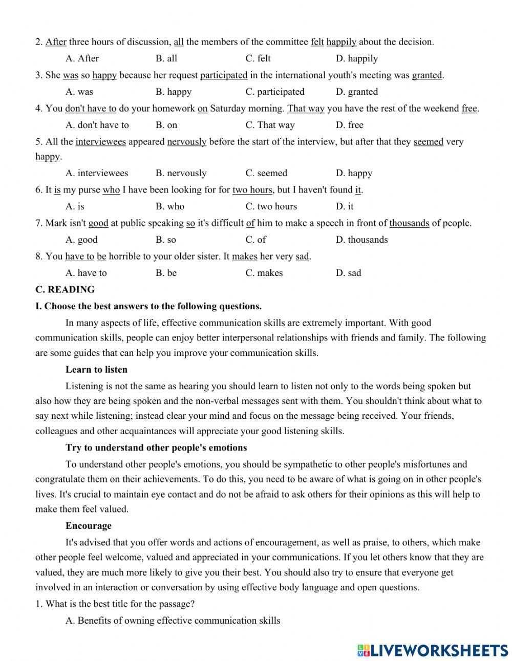 Unit 2. RELATIONSHIPS  TEST YOURSELF