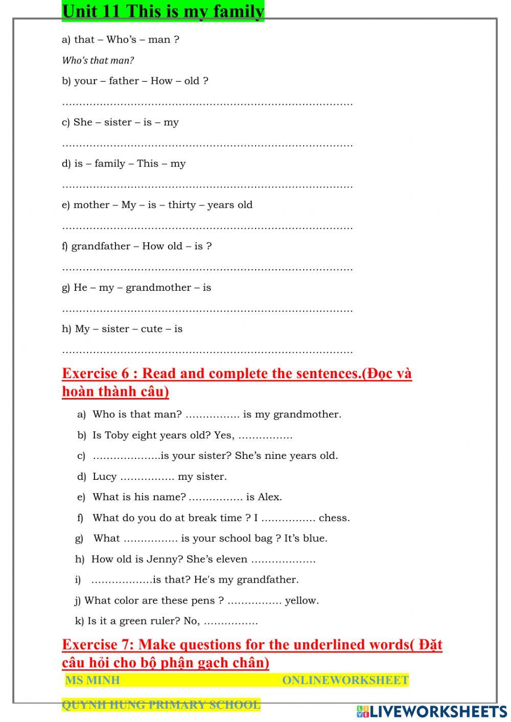 Unit 11: This is my family