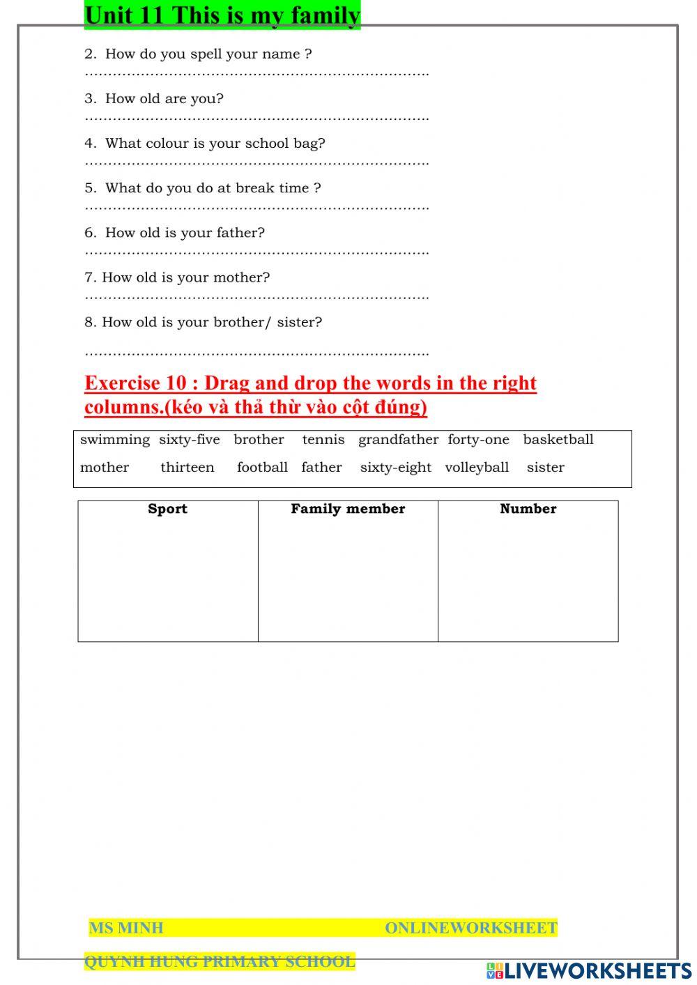 Unit 11: This is my family