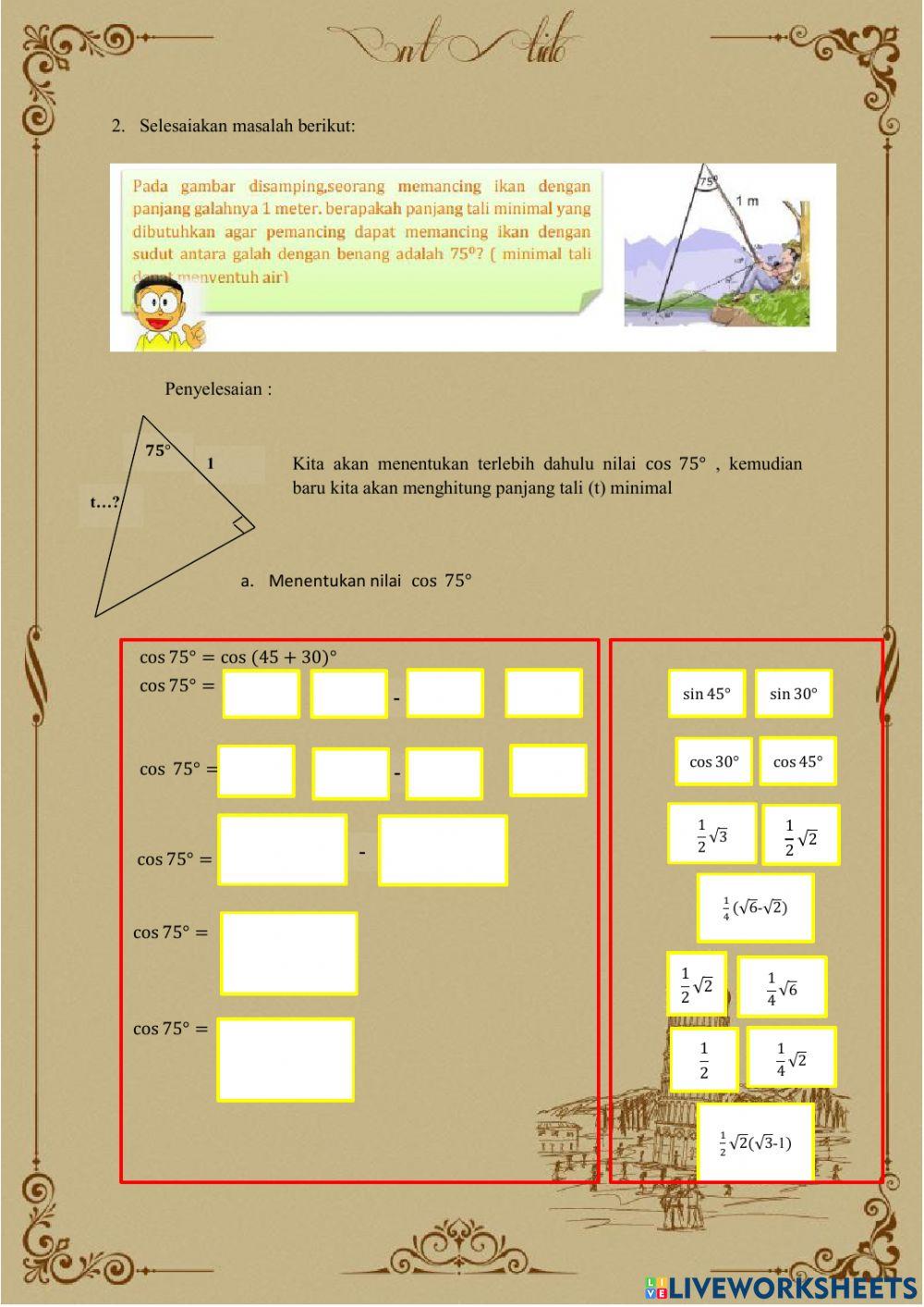 Soal Jumlah dua sudut sin dan cos