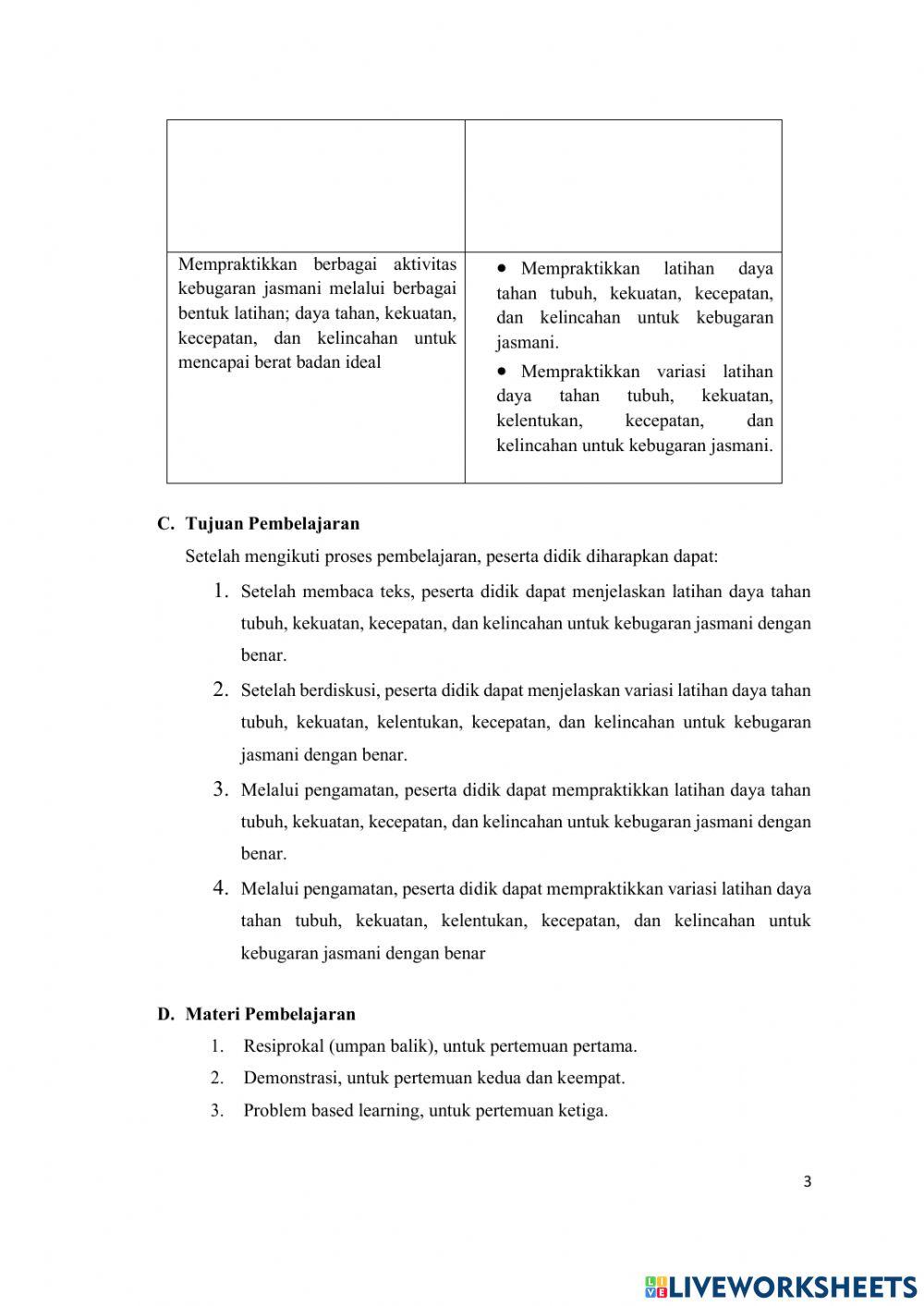 LKPD materi pjok kelas IV