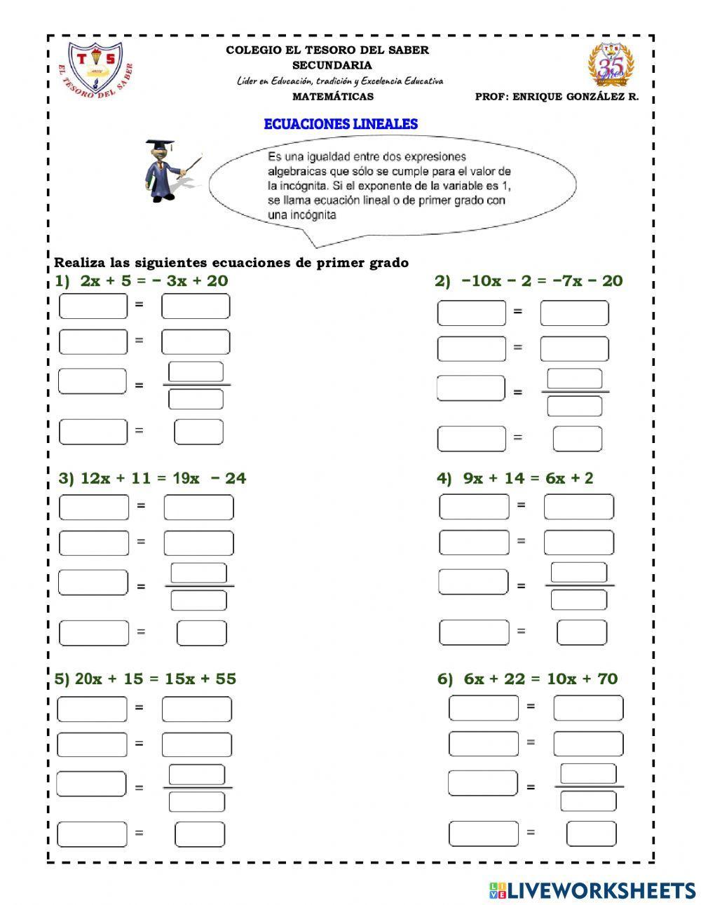Ecuaciones de primer grado