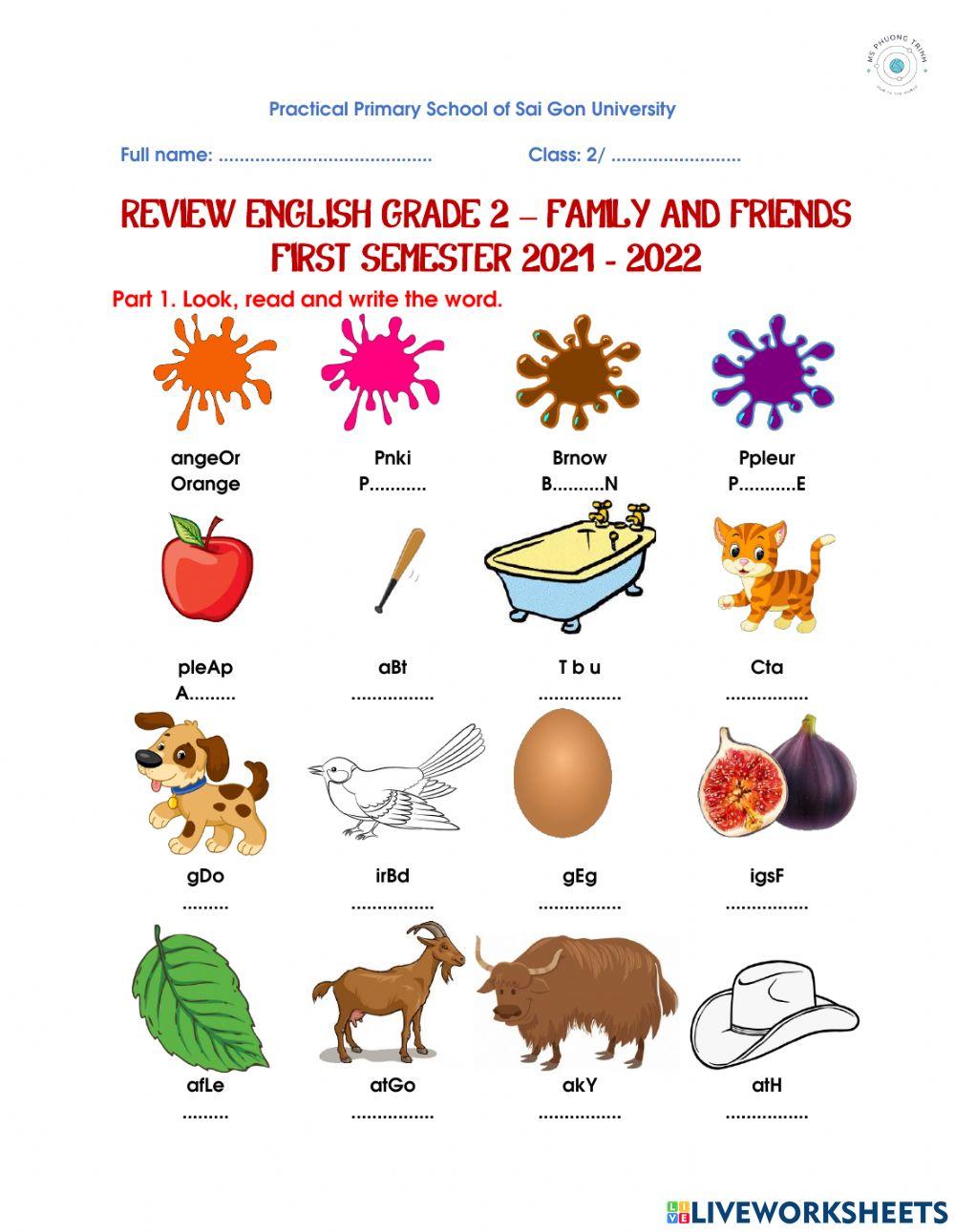 Family and Friends 2 - Review First Semester (Ms Trinh)