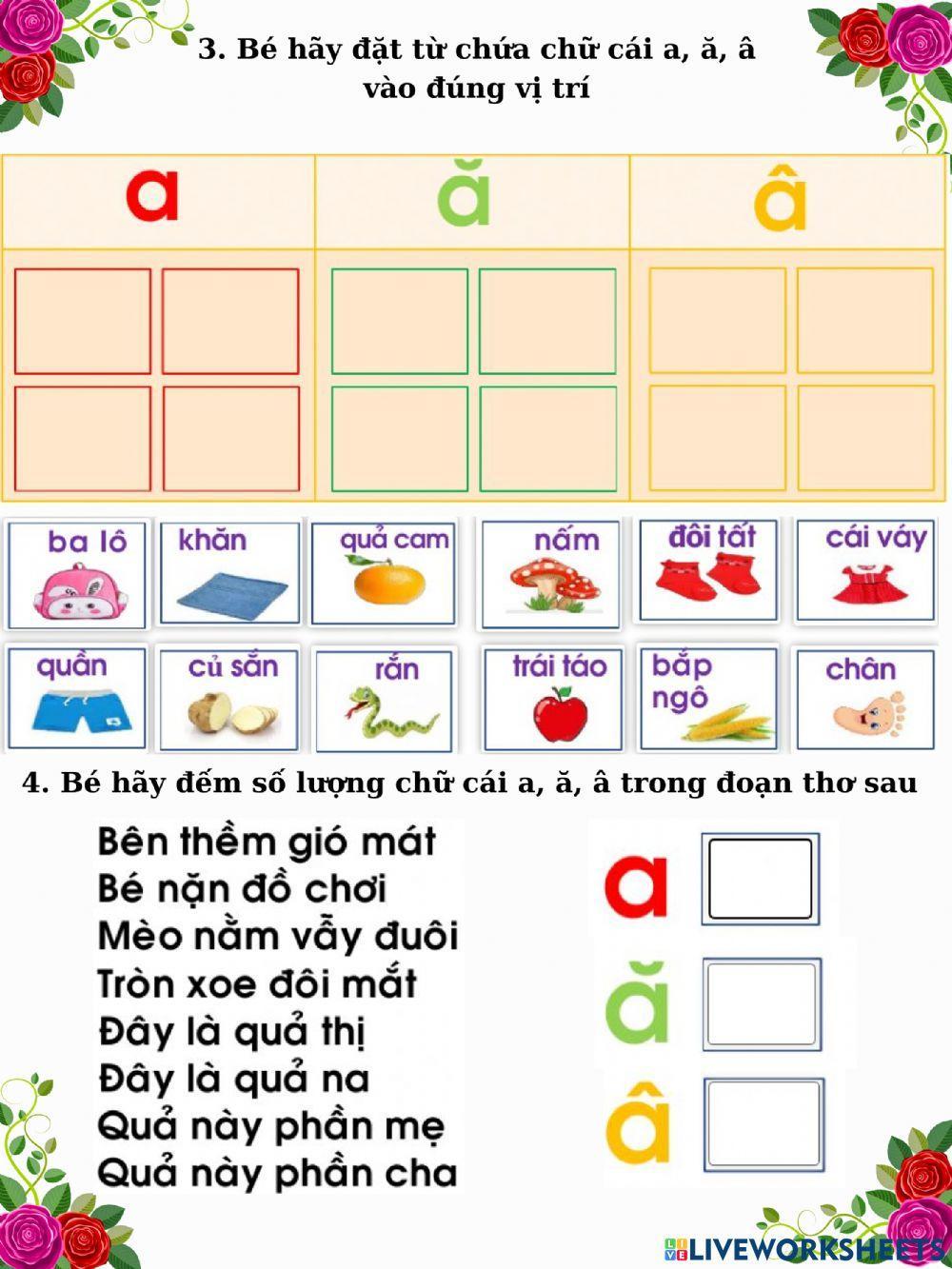 Làm quen chữ cái A Ă Â