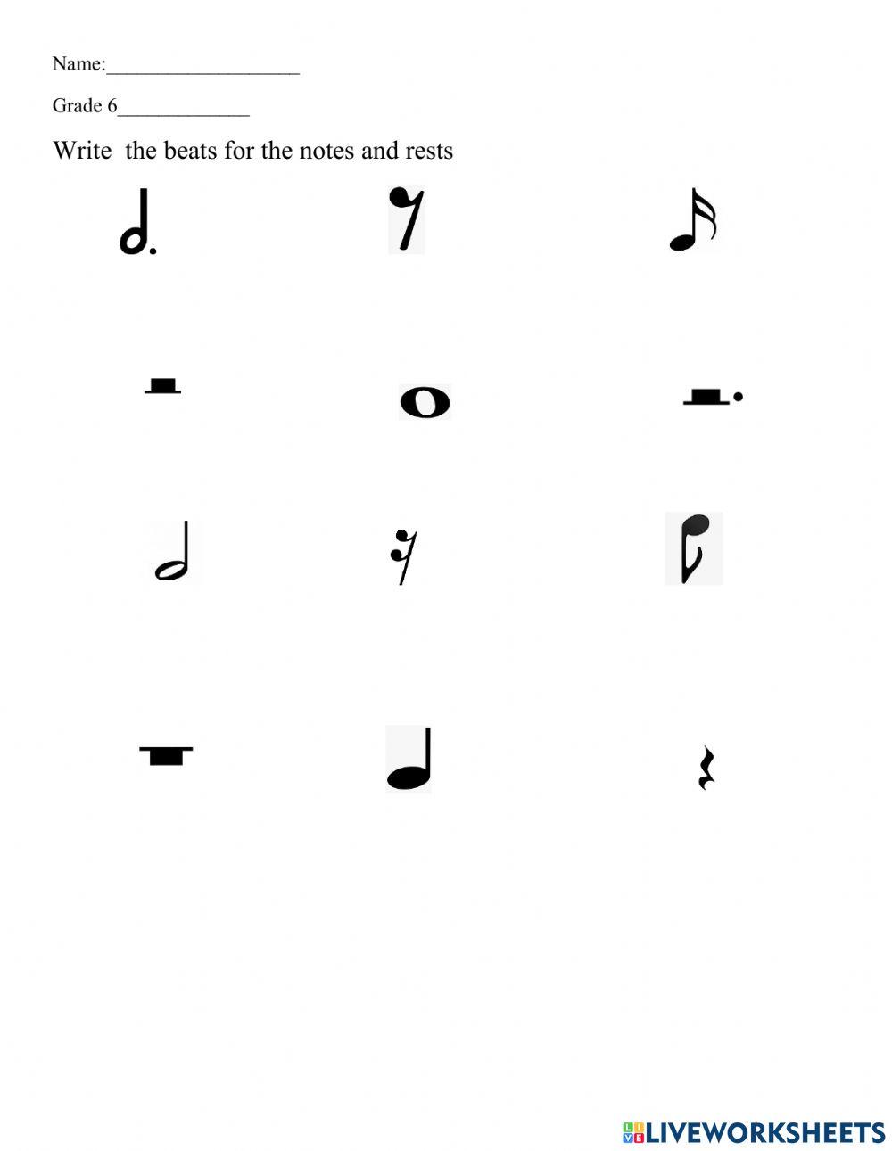 1782781 notes and rest sandra major liveworksheets