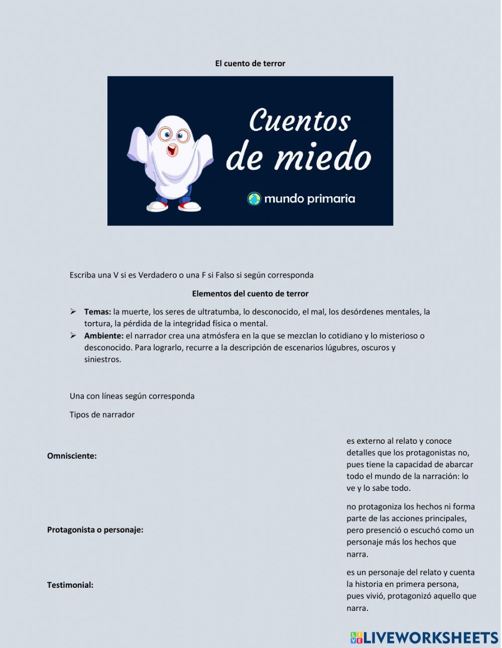 La exposición oral - Cuentos de terro