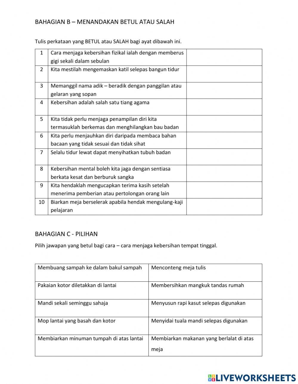 Unit 1 - Tanggungjawab terhadap diri sendiri