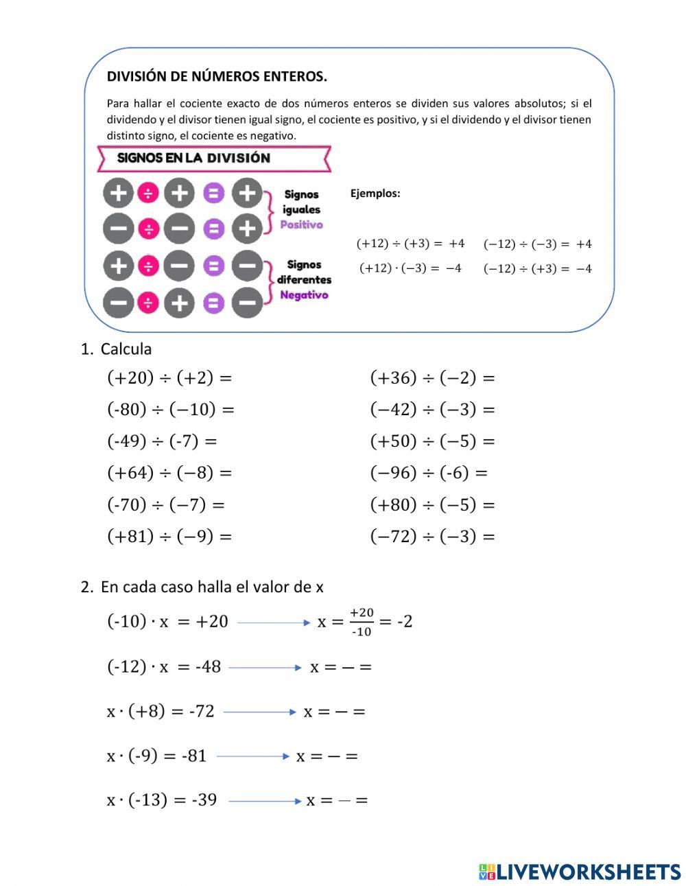 División de números enteros