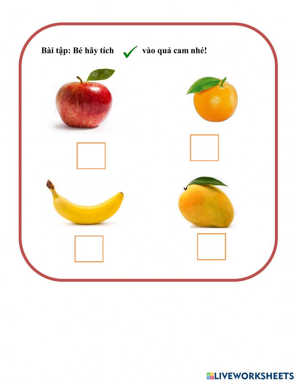 Bé hãy tích vào đáp án đúng theo yêu cầu của cô nhé!
