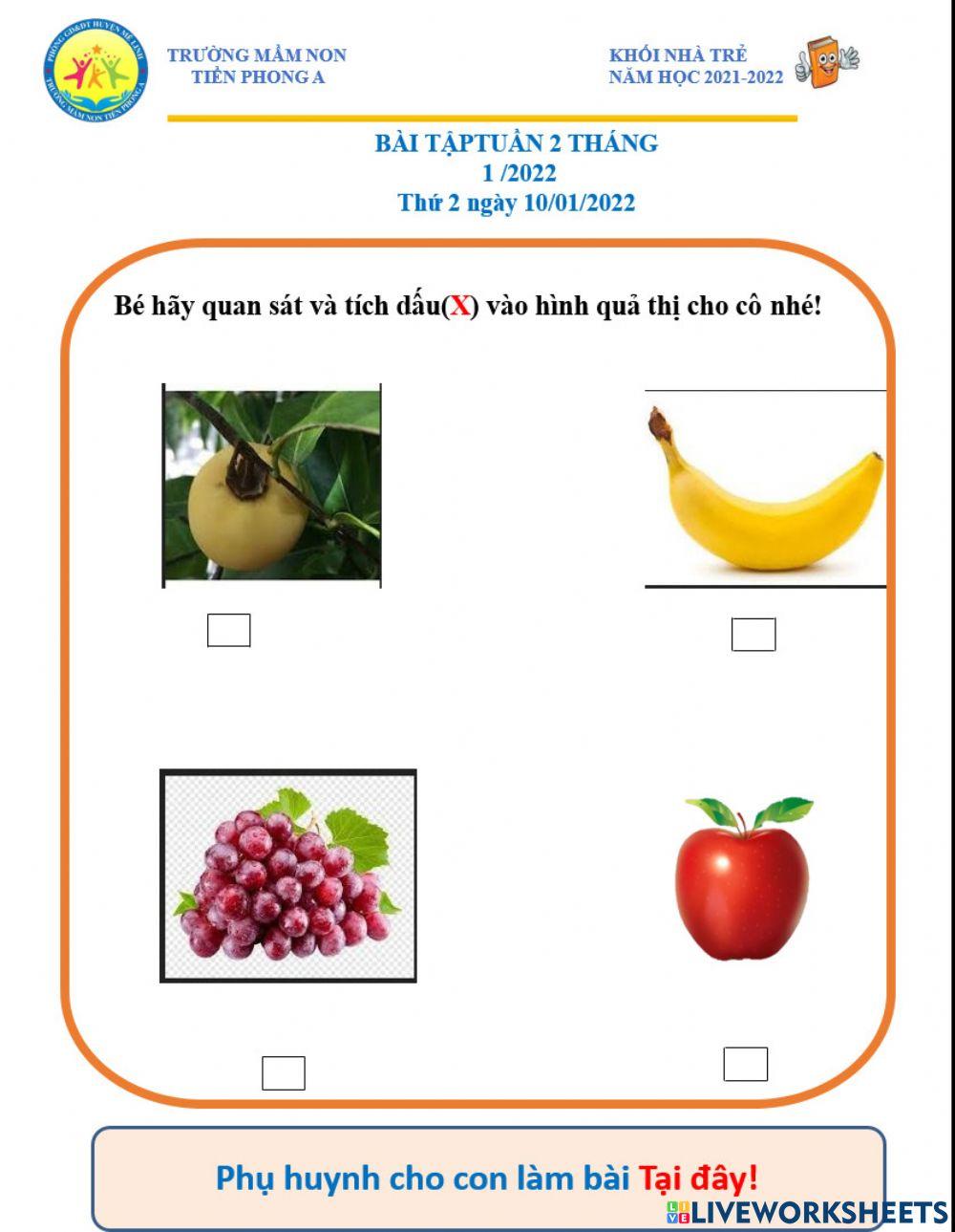 Bé hãy tích vào đáp  án đúng nhé