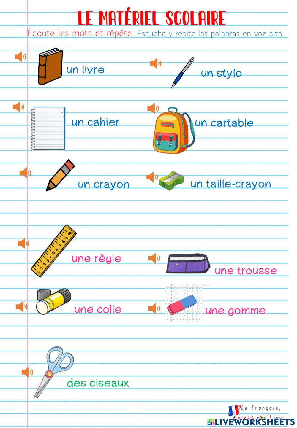 Le matériel scolaire