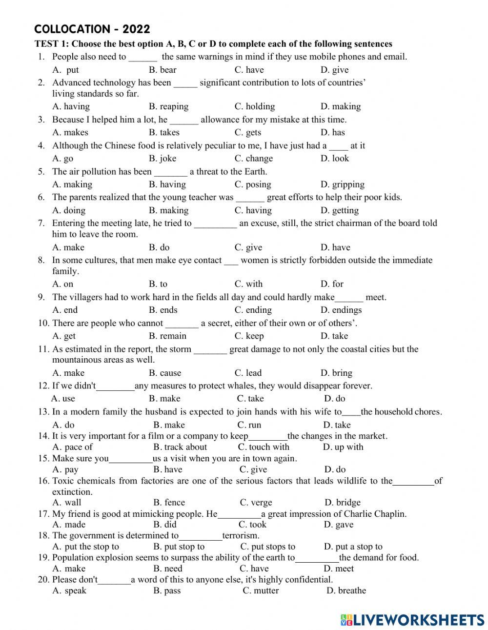 Collocation - number 1