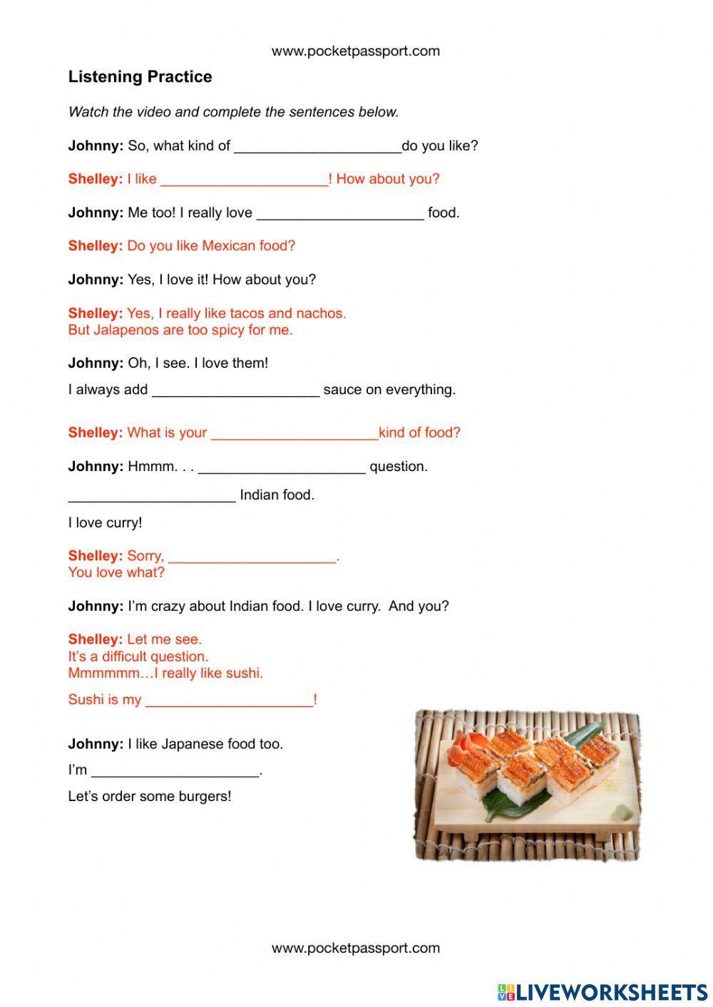 Talking About Food (Listening-Speaking vVcabulary)