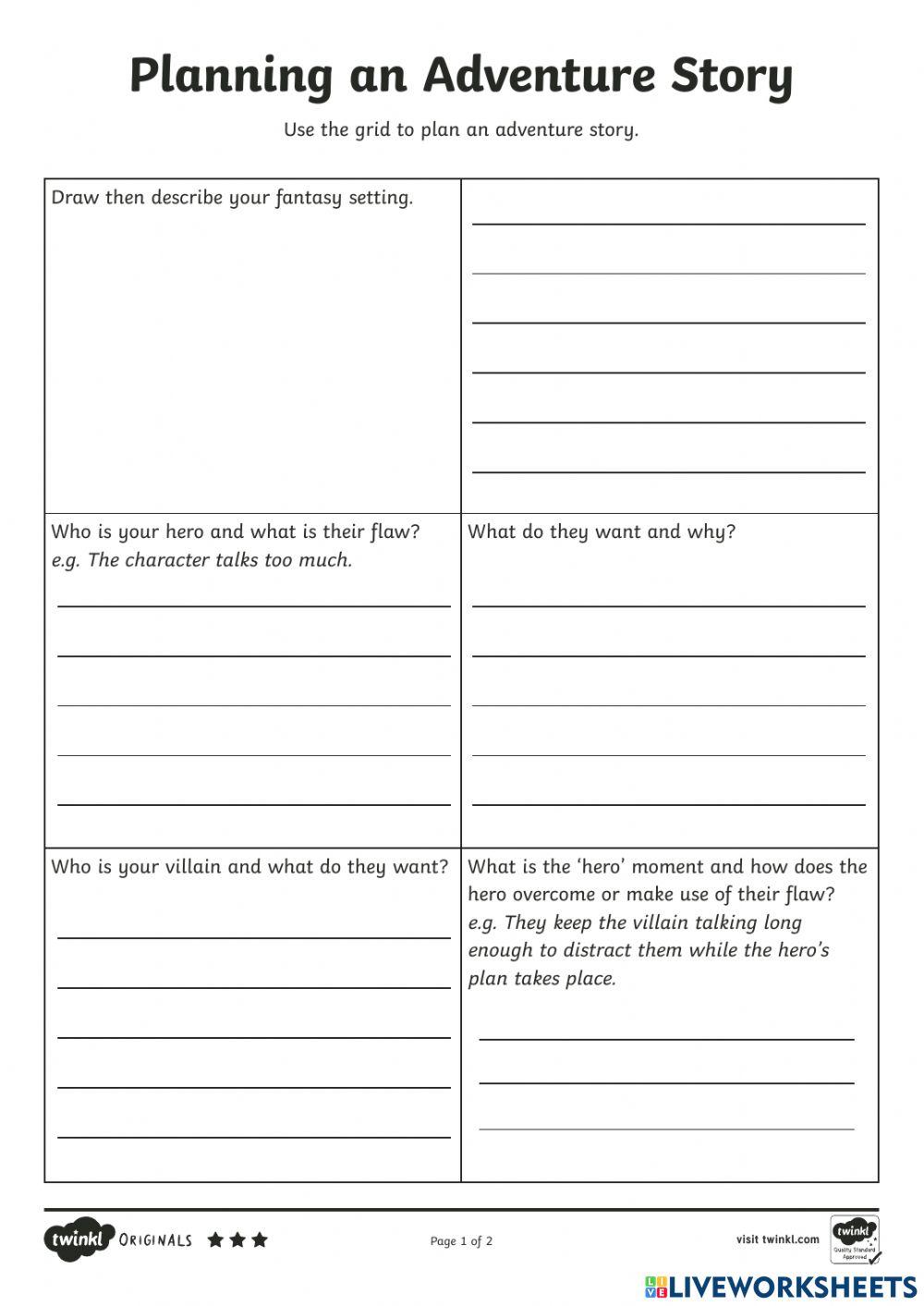 Adventure Story Planning Day 1 online exercise for | Live Worksheets