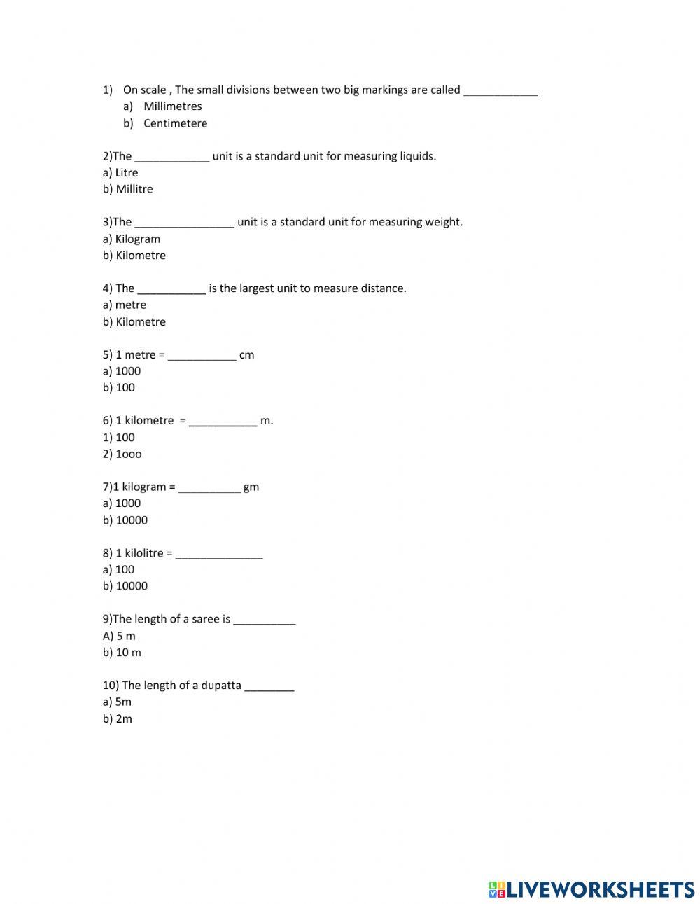 Maths worksheet interactive activity for grade III | Live Worksheets