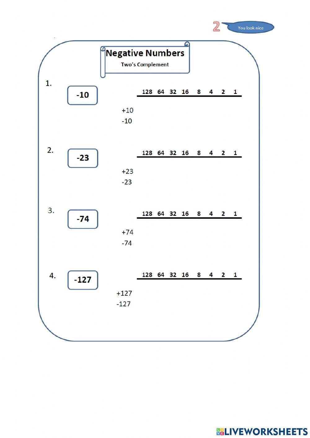 Binary Numbers - Two's Complement