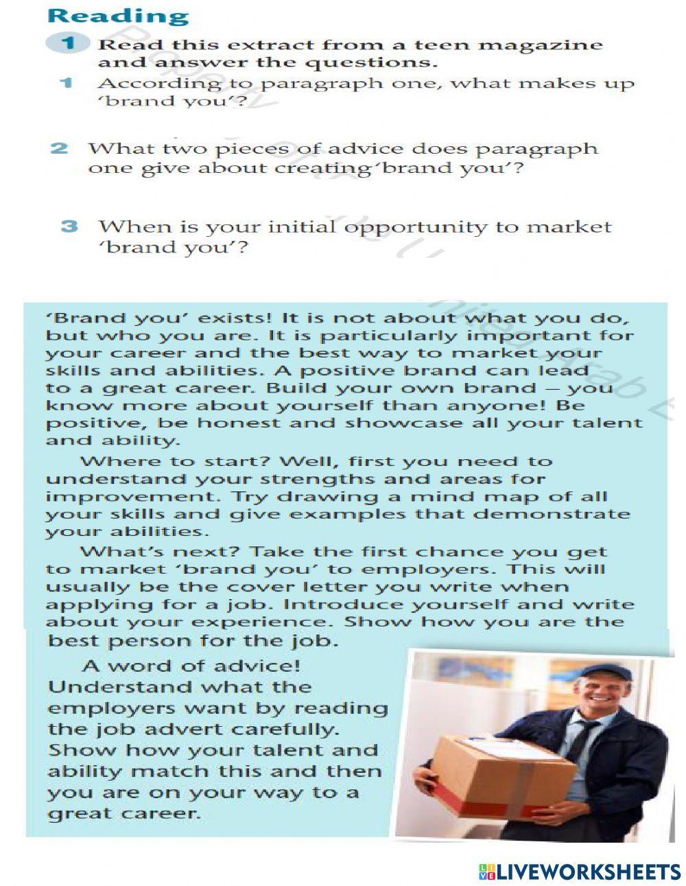 Brand you worksheet | Live Worksheets