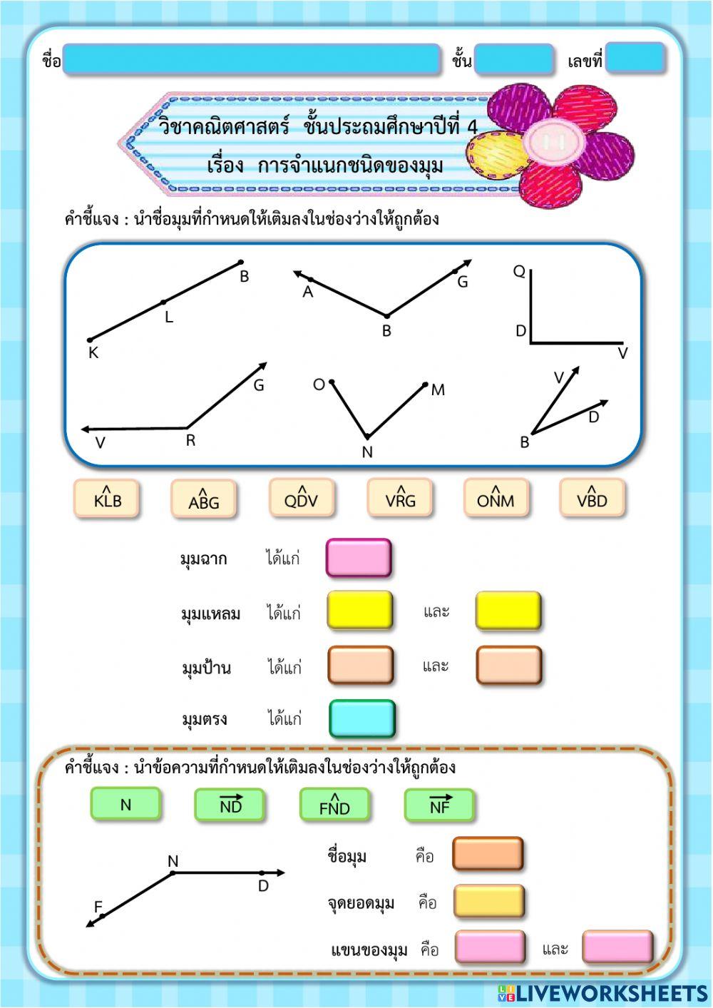 ชนิดของมุม