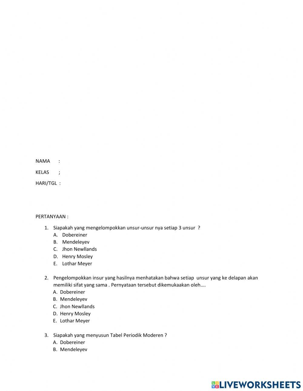 Perkembangan Tabel Periodik