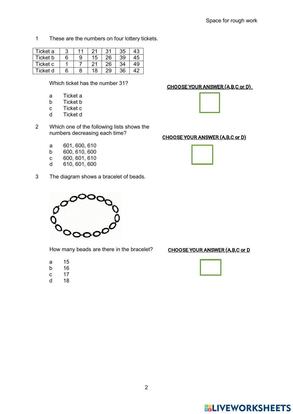 Sample Paper 1 - Part A of City and Guilds Math Stage 1