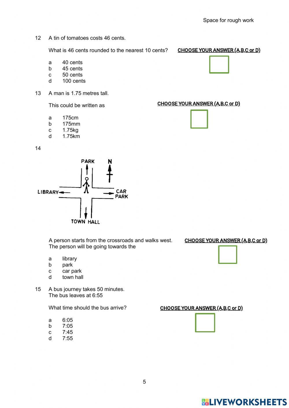 Sample Paper 1 - Part A of City and Guilds Math Stage 1