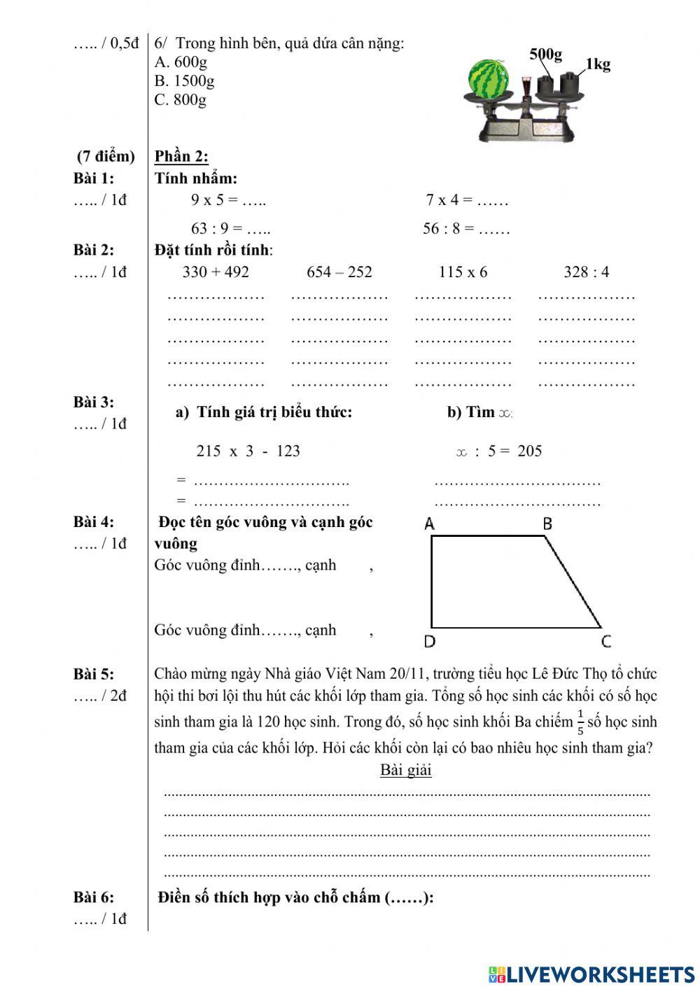 Đề thi thử Toán 2