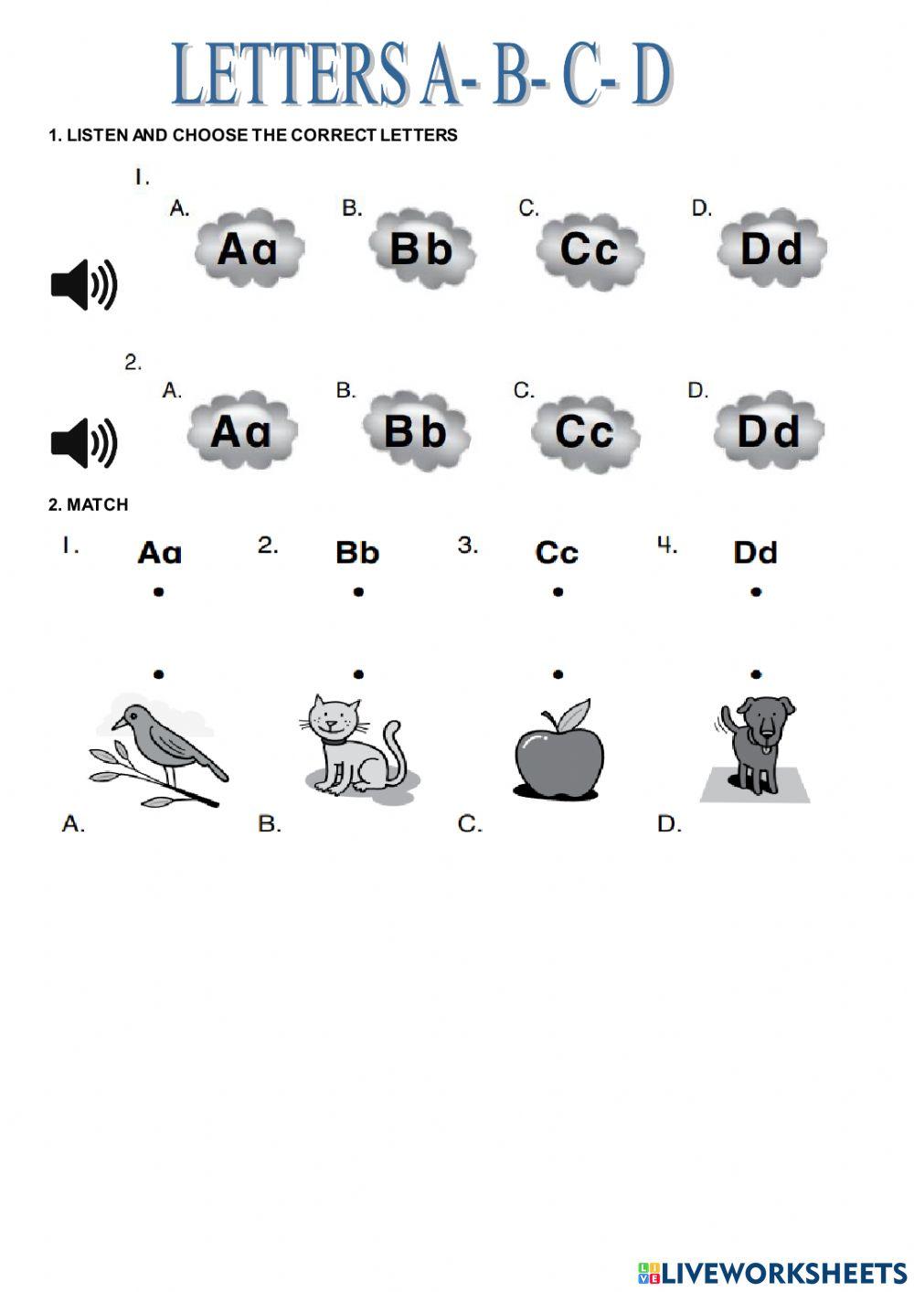 Letters A-D interactive worksheet | Live Worksheets