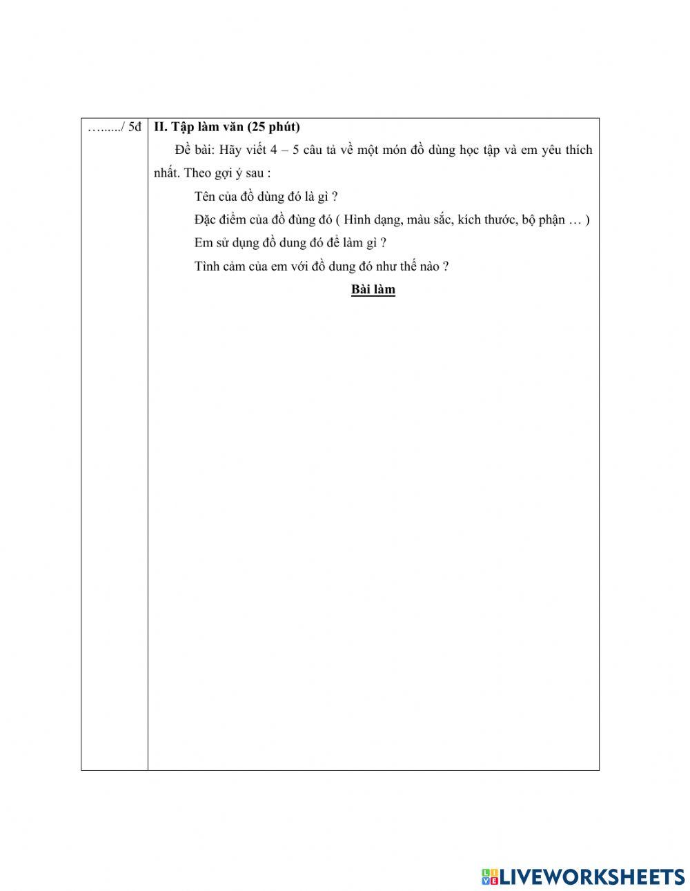 Ôn tập cuối HKI - TV lớp 2 - Viết