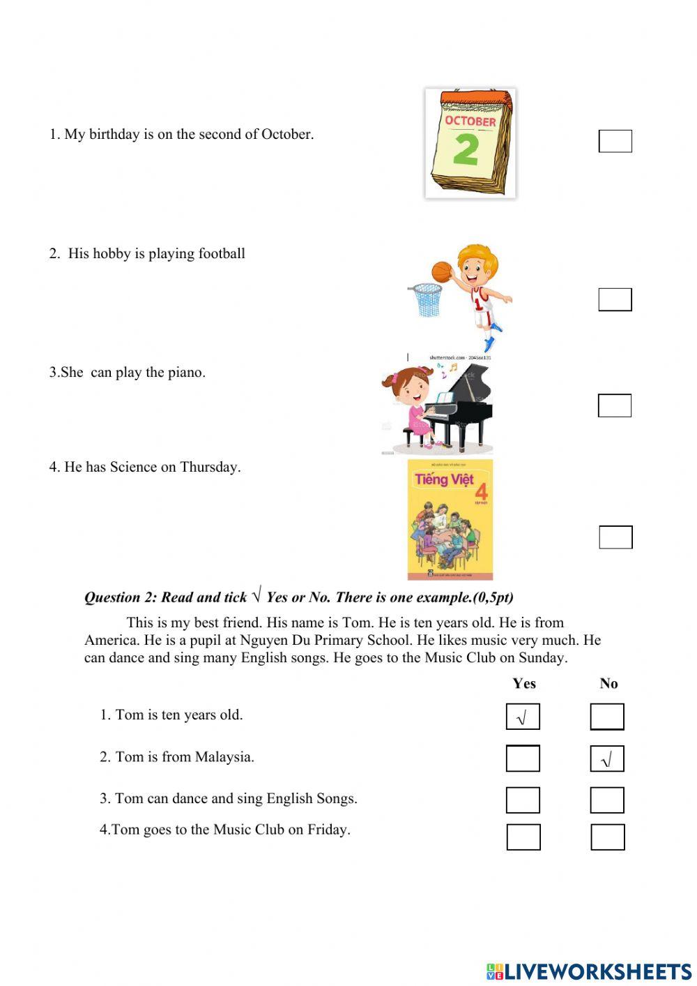 Kiểm tra tiếng anh lớp 4 học kì 1