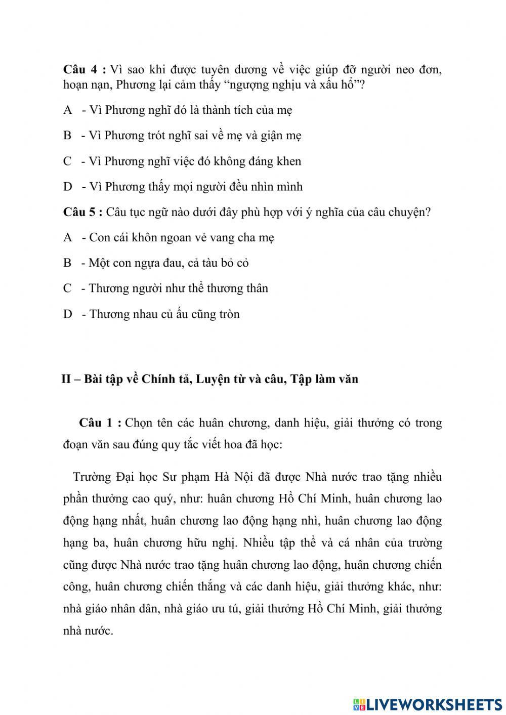 Phiếu bài tập cuối tuần 30