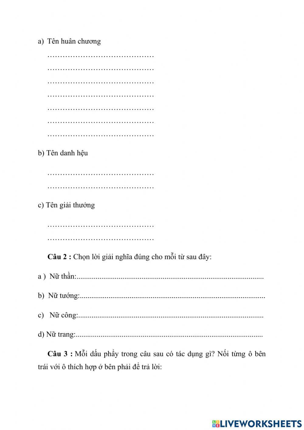 Phiếu bài tập cuối tuần 30