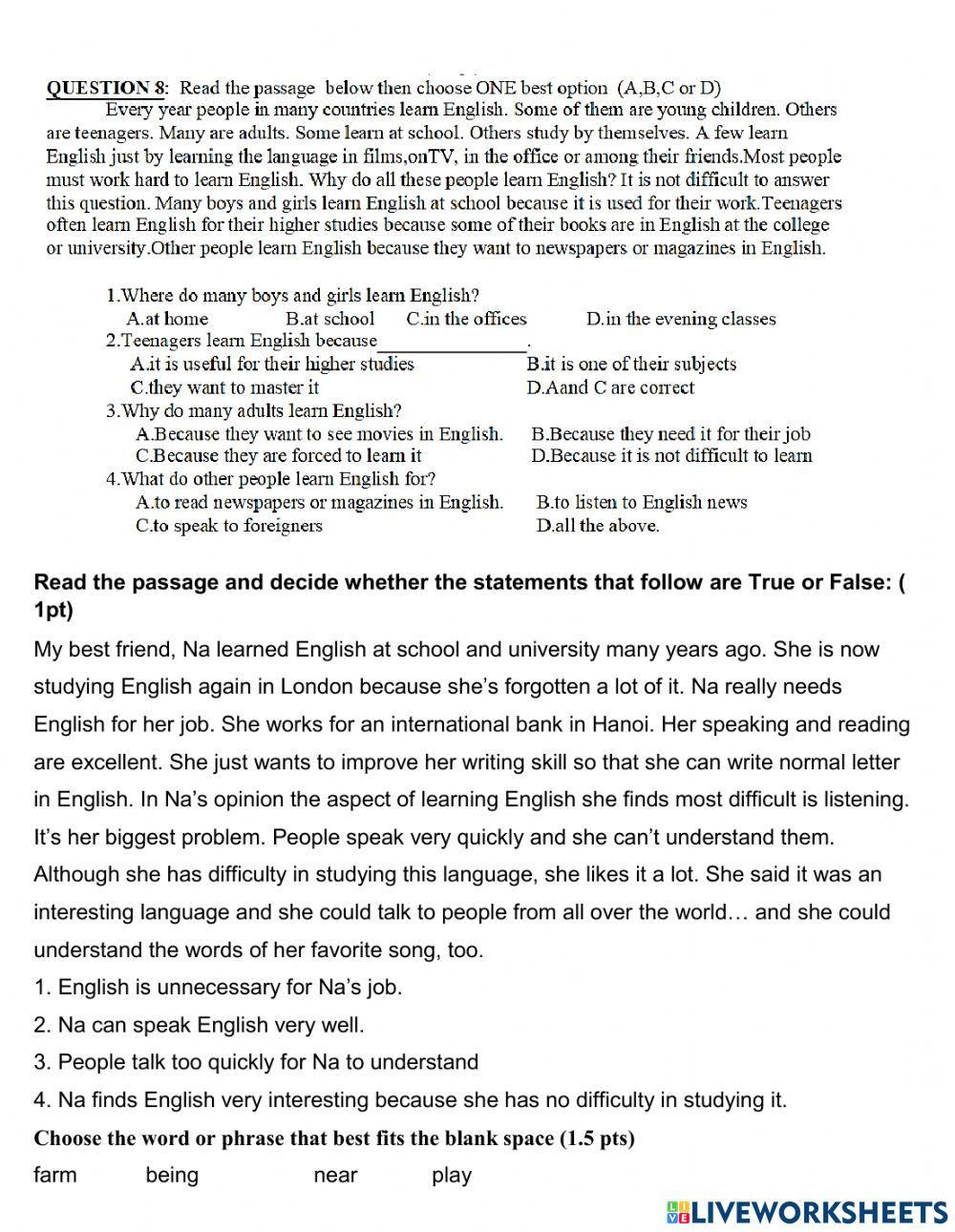 Review grade 9 old no ans