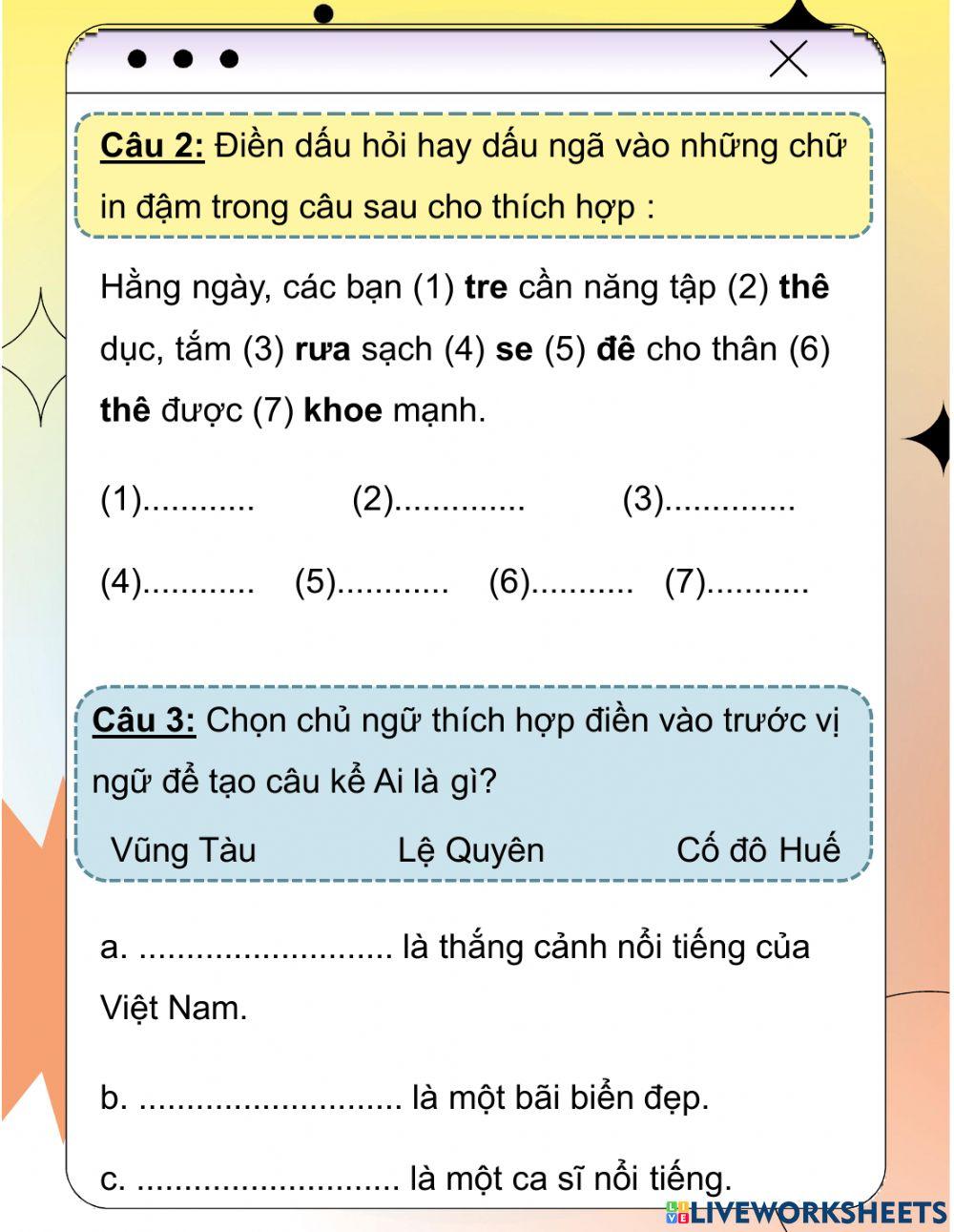 Phiếu bài tập Tiếng Việt 4 Tuần 24