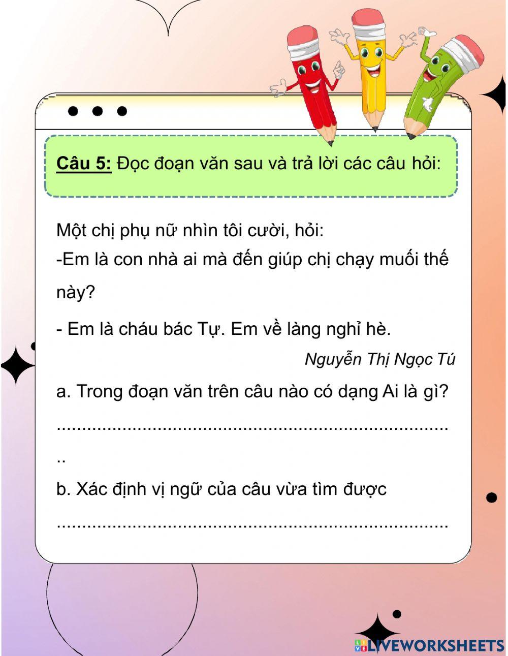 Phiếu bài tập Tiếng Việt 4 Tuần 24