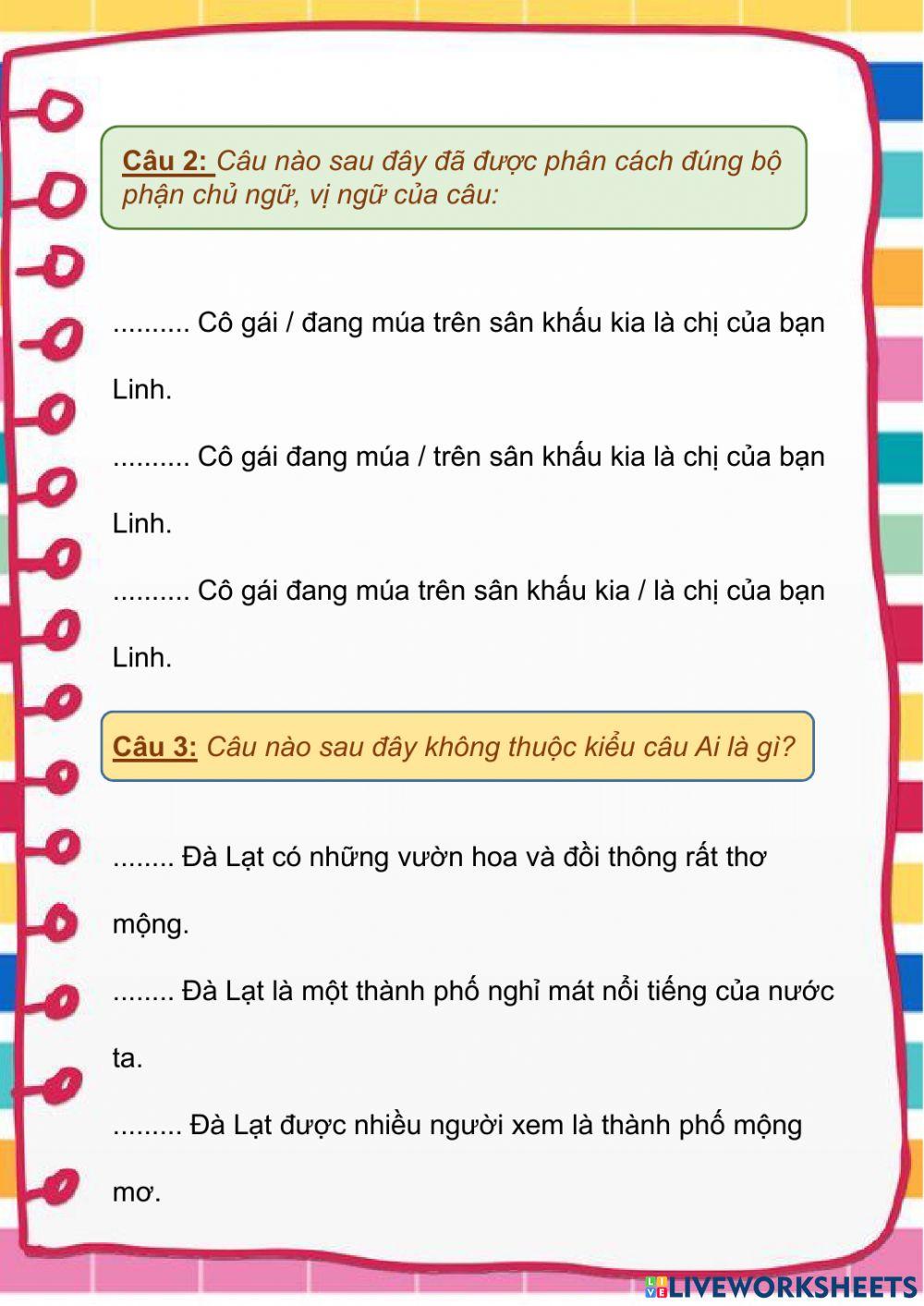 Phiếu bài tập Tiếng Việt 4 Tuần 26