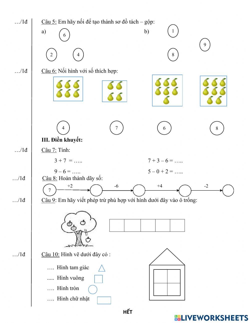 ĐỀ ÔN TẬP KIỂM TRA TOÁN CUỐI KÌ 1