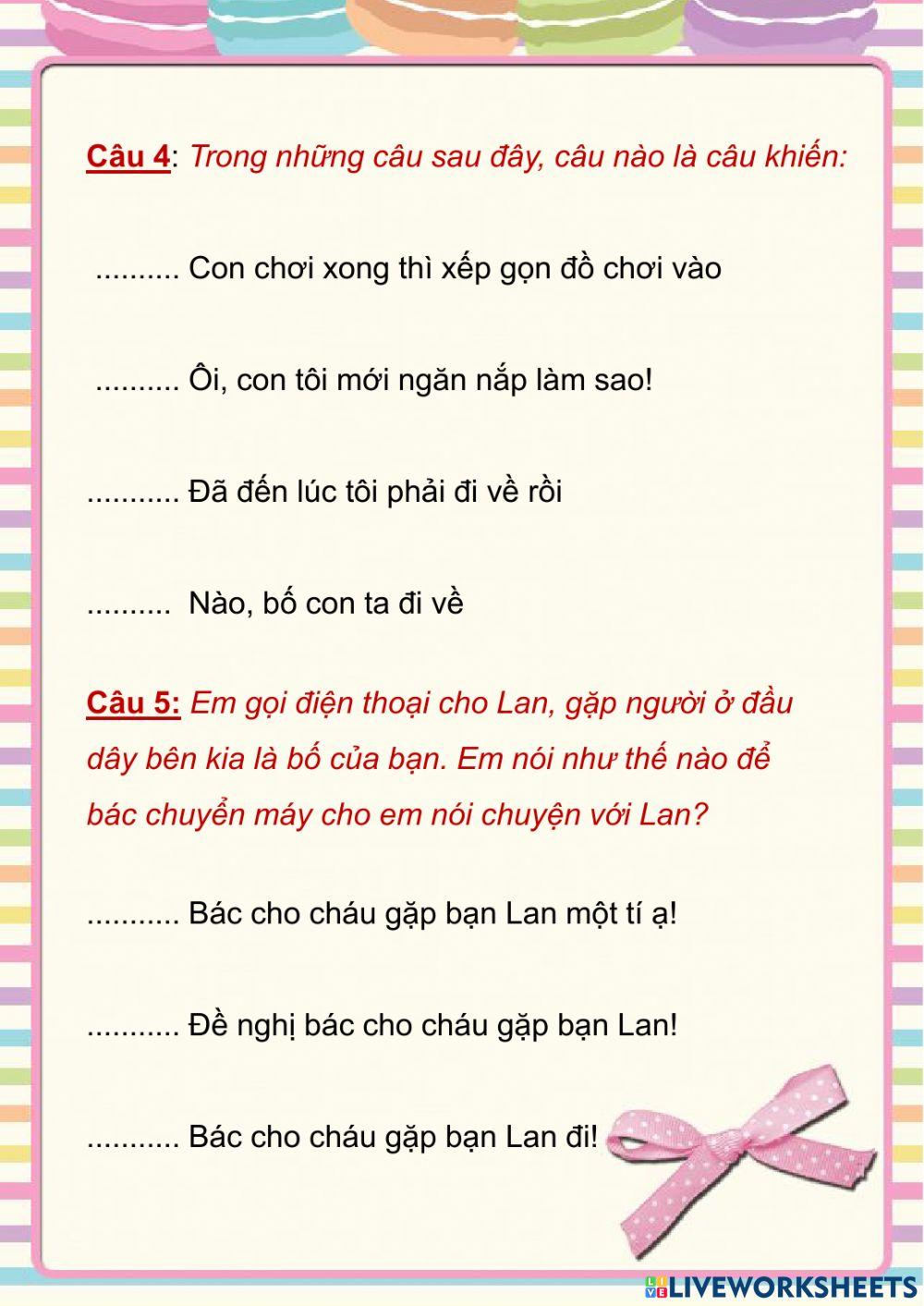 Phiếu bài tập Tiếng Việt 4 Tuần 27