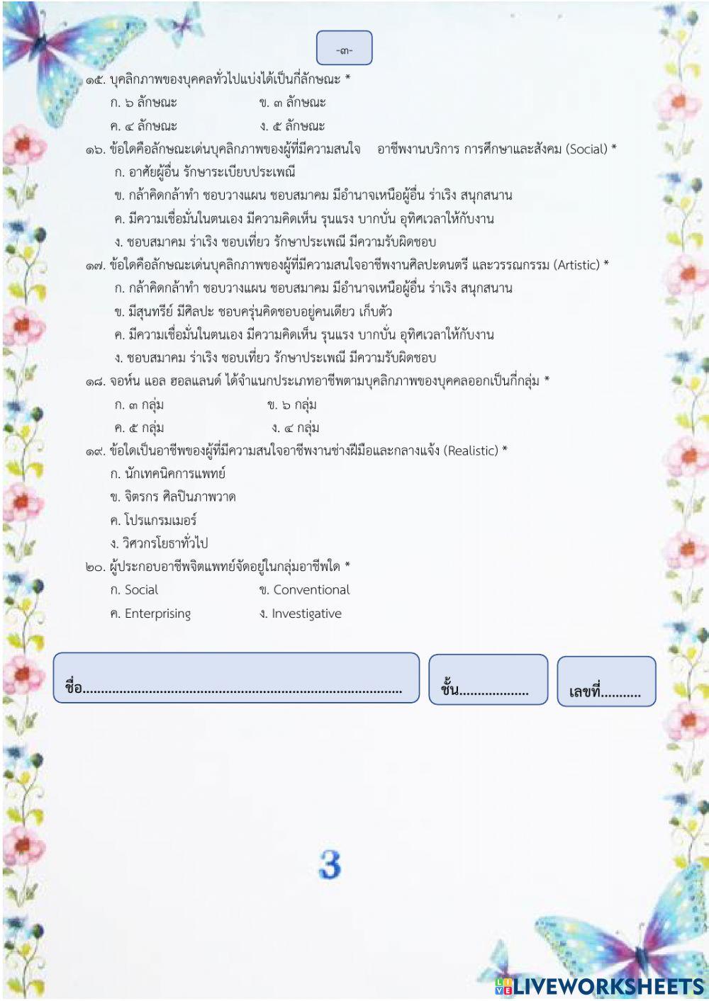 บุคลิกภาพกับการเลือกอาชีพ