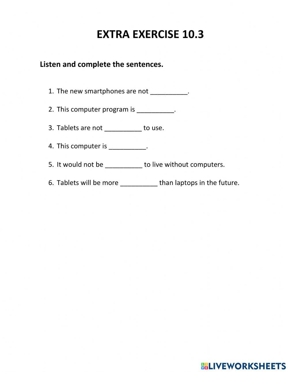 Extra exercise 10 3 worksheet live worksheets