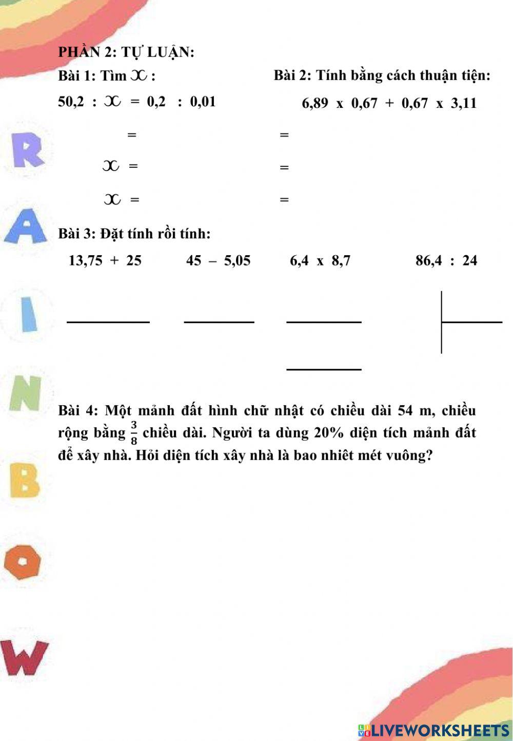 Toán 5 - Ôn tập cuối kì 1