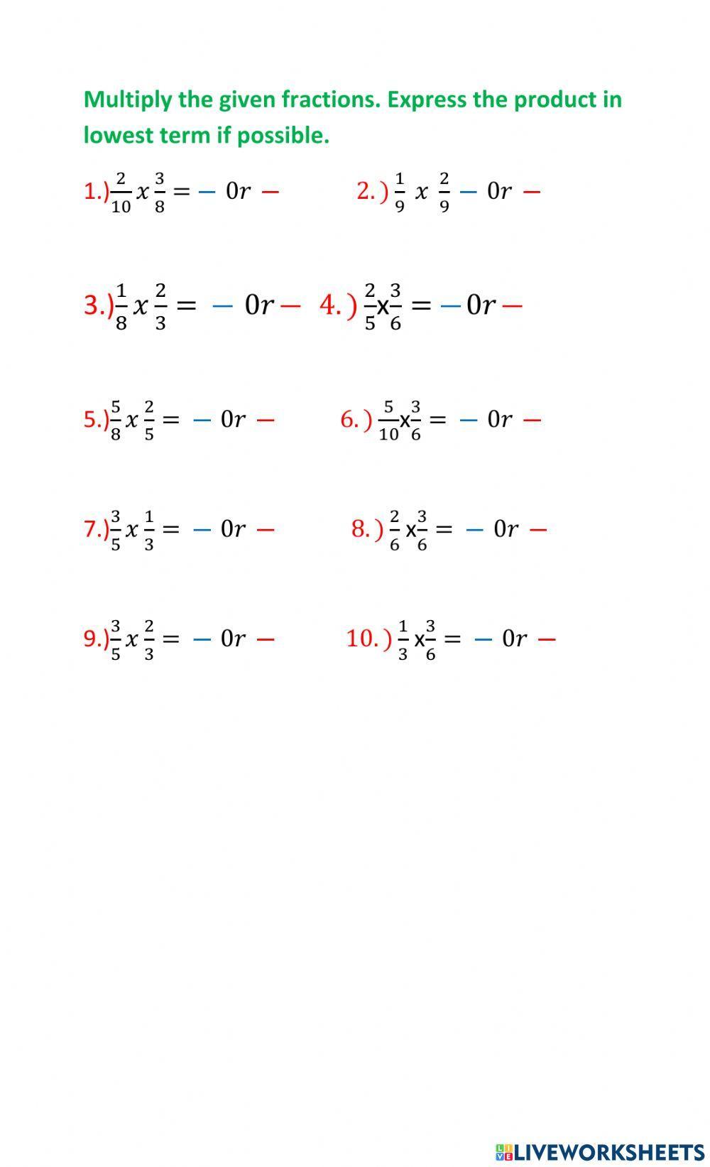 Multiplication of Fraction