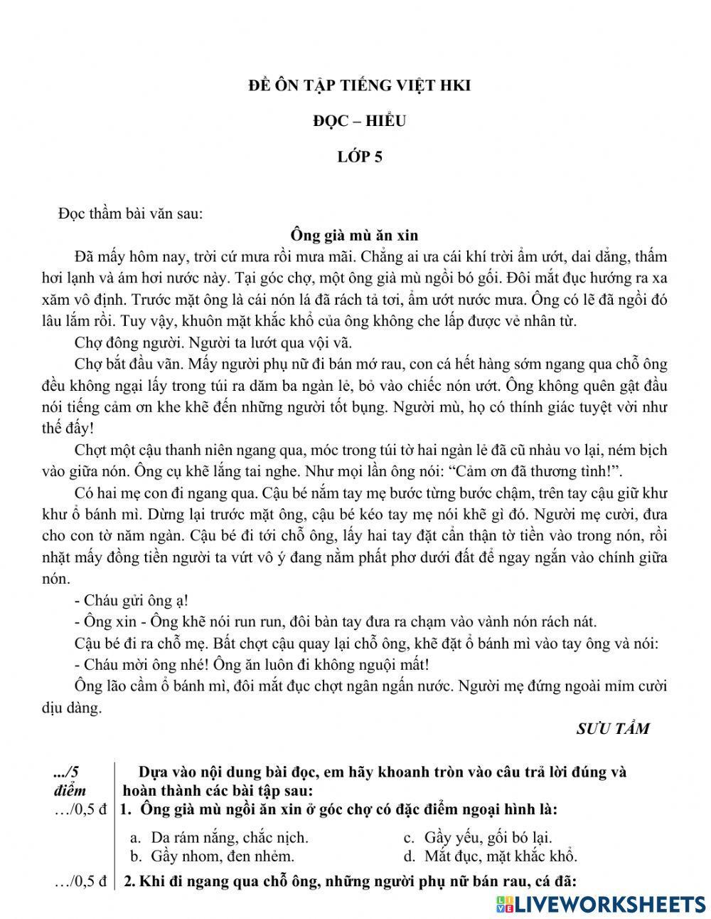 Ôn tiếng Việt 5