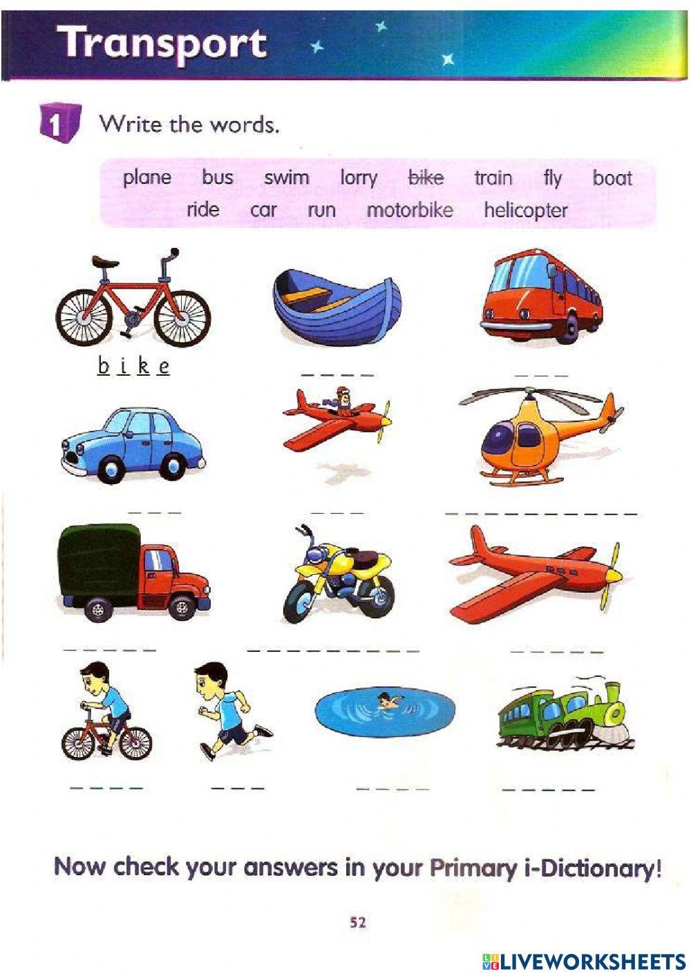 Transportation online exercise for 2 | Live Worksheets