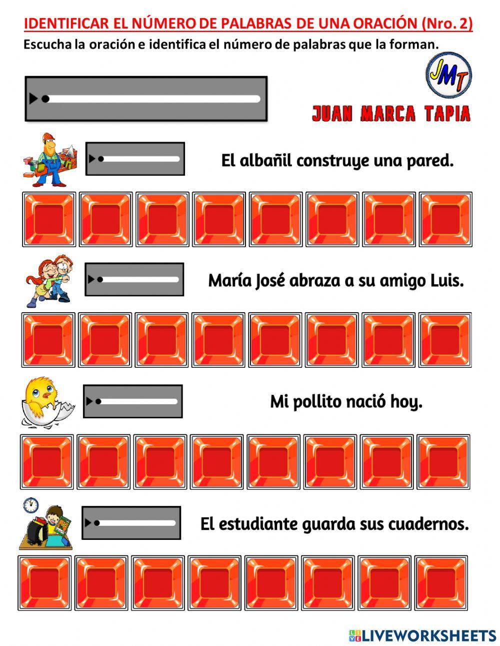 Identificar el número de palabras de una oración (Nro. 2)